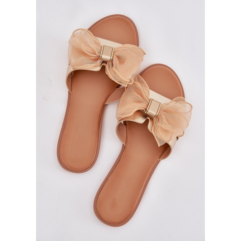 Boto Flip da donna a copertura piatta con una tanira dorata di tulle d'oro 2
