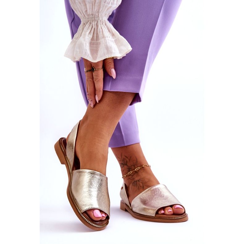 Zazoo Slip in pelle -UP Sandali metallici d'oro femminile 1