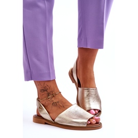 Zazoo Slip in pelle -UP Sandali metallici d'oro femminile 2