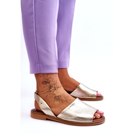 Zazoo Slip in pelle -UP Sandali metallici d'oro femminile 4
