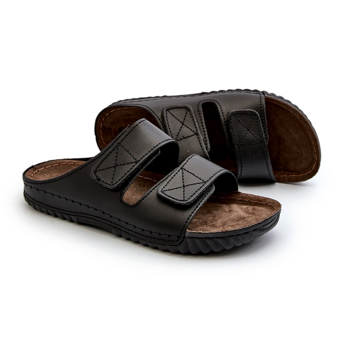 Confidanti infradito da uomo con strisce in velcro inblu fm00001u nero 1
