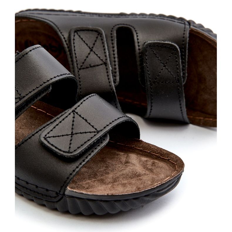 Confidanti infradito da uomo con strisce in velcro inblu fm00001u nero 2