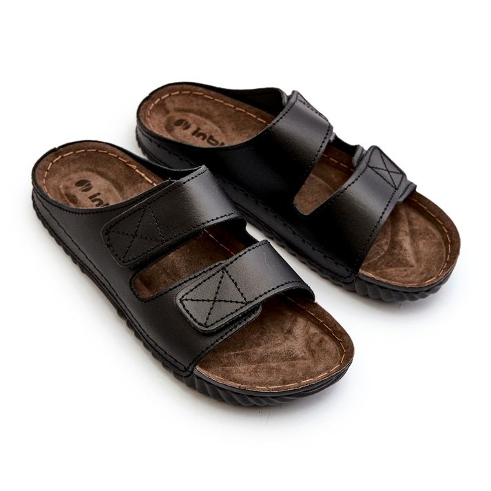 Confidanti infradito da uomo con strisce in velcro inblu fm00001u nero 3