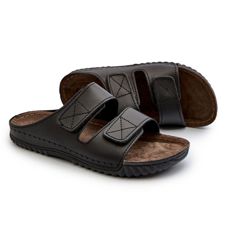 Confidanti infradito da uomo con strisce in velcro inblu fm00001u nero 5