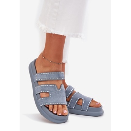 Boto Infradito da donna con decorazione sulla piattaforma blu Delyna 1
