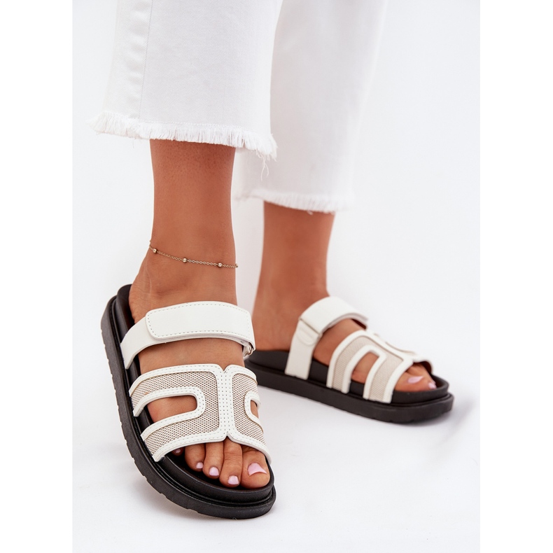 Boto Infradito da donna sulla piattaforma con velcro kovira bianca 2