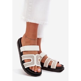 Boto Infradito da donna sulla piattaforma con velcro kovira bianca 1