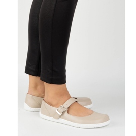 Barefoot Women's Ballerinas Olivier 1770Pol in pelle con fibbia beige 2