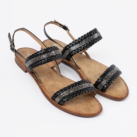 Shelvt Sandali piatti neri con decorazioni nero 1