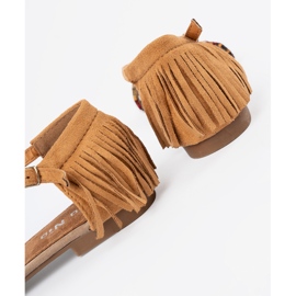Shelvt Sandali marroni con frange e perle colorate marrone 1