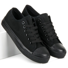 Sneakers allacciate da donna nero 2