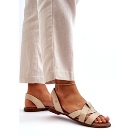 Zazoo 40185 comodi sandali slip-on in pelle, beige 4