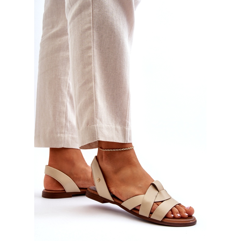 Zazoo 40185 comodi sandali slip-on in pelle, beige 4