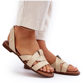 Zazoo 40185 comodi sandali slip-on in pelle, beige 5