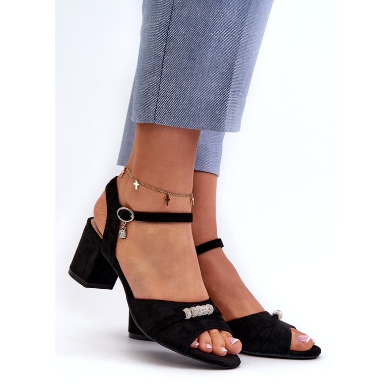 Vinceza Sandali eco-parti da donna sul palo con decorazioni nere nero 2