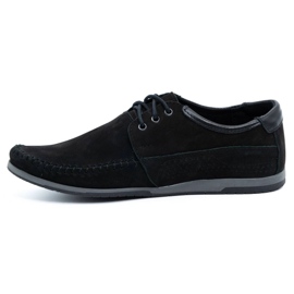 KOMODO Scarpe da mascasina in pelle maschile 875 Black Nubuk nero 1