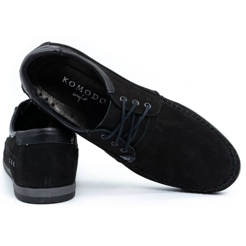 KOMODO Scarpe da mascasina in pelle maschile 875 Black Nubuk nero 2