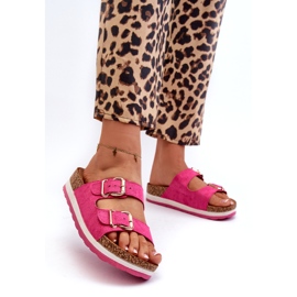 Evento Infradito da donna sulla piattaforma con fibbie eco-carne fucsia rosa 1
