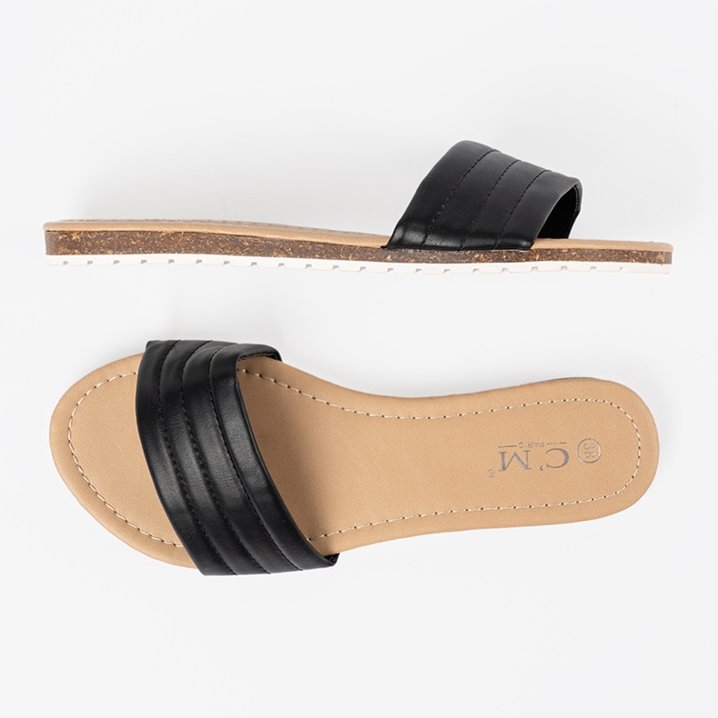 Shelvt Flip neri classici femminili su una suola piatta nero 1