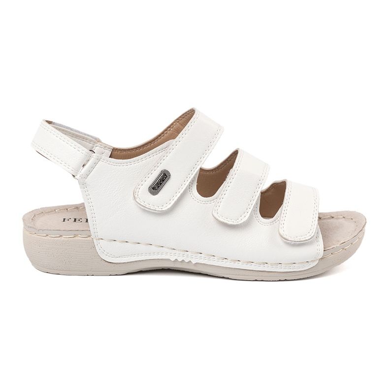 Shelvt Sandali in velcro bianco con un inserto profilato bianca 2