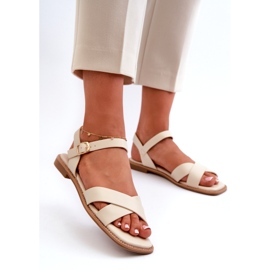 S.Barski Sandali da donna piatta con Eco-Leather S. Barski Kv27-003 beige 2
