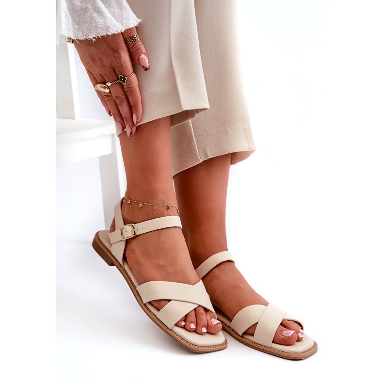 S.Barski Sandali da donna piatta con Eco-Leather S. Barski Kv27-003 beige 6