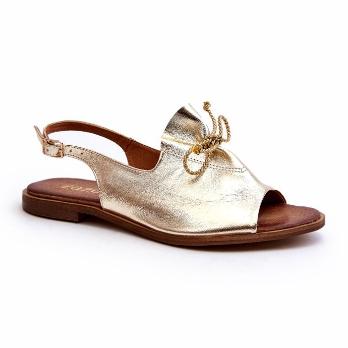 Zazoo 2898 Sandali piatti in pelle Oro G1/2 d'oro 2