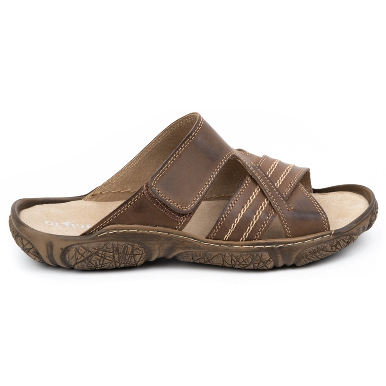Olivier Pantofole in pelle maschile 680Ma marrone scuro 1