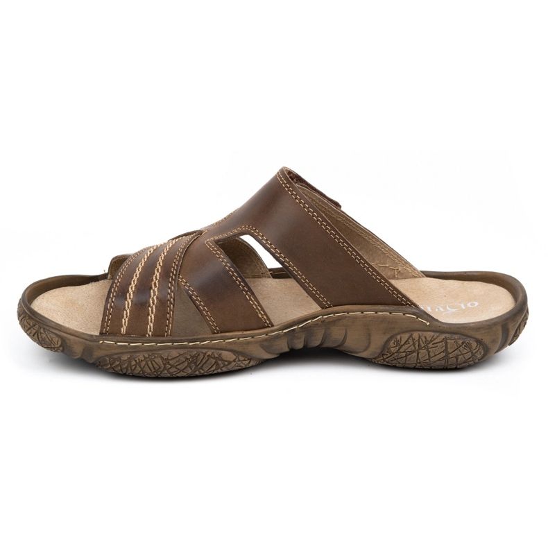 Olivier Pantofole in pelle maschile 680Ma marrone scuro 2