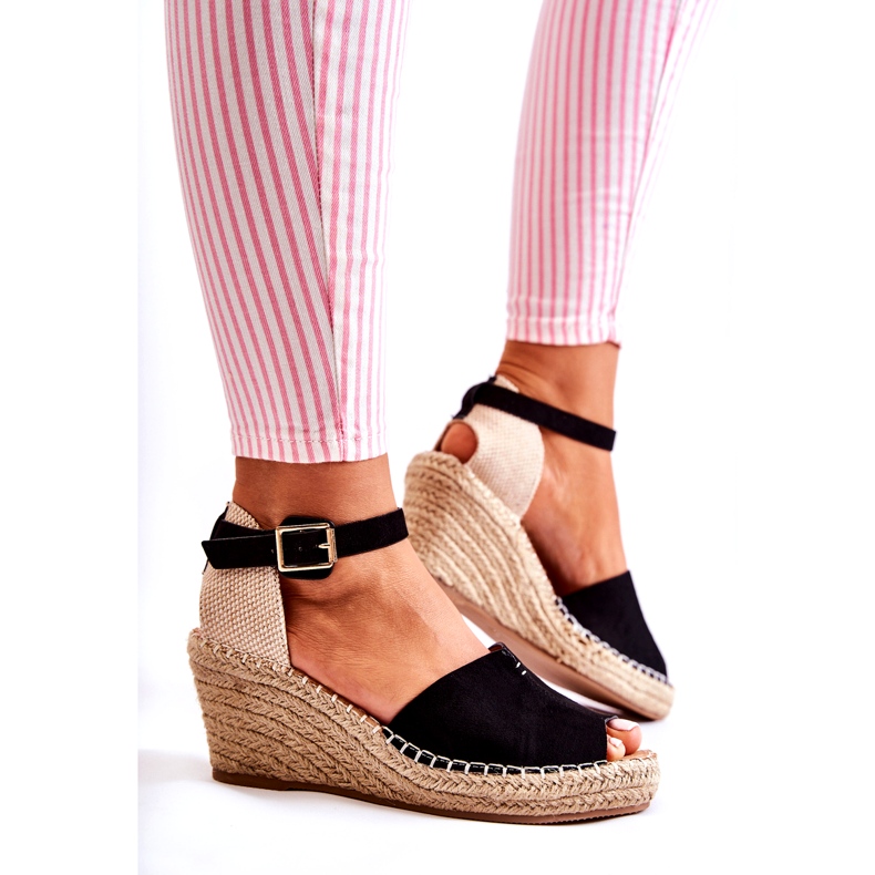 Comodi sandali da donna con zeppa nera Dellia nero 2