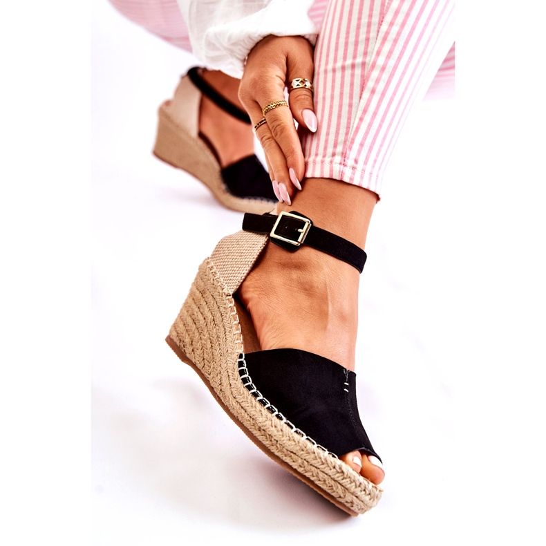 Comodi sandali da donna con zeppa nera Dellia nero 3