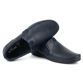 Olivier Mocassini da uomo in pelle traforata 0525, colore blu navy 5