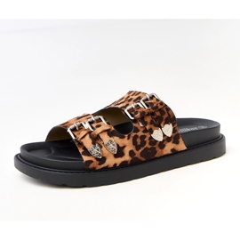 Pansole da donna con fibbie decorative beige 2