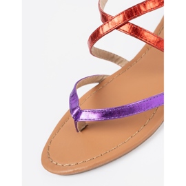 Shelvt Sandali piatti con strisce rosse viola 1