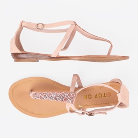 Shelvt Sandali rosa nello stile del giapponese con paillettes 1