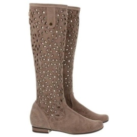 Olivier Stivali da donna traforati beige scuro 2