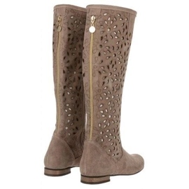 Olivier Stivali da donna traforati beige scuro 4