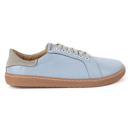 Olivier Aura: scarpe a piedi nudi da donna azzurro sneaker in pelle casual, punta larga blu 1
