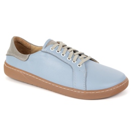Olivier Aura: scarpe a piedi nudi da donna azzurro sneaker in pelle casual, punta larga blu 2