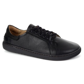 Olivier Aura: sneaker in pelle femminile nera a piedi nudi | Scarpe universali con un suola piatta 2