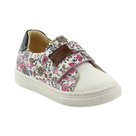 Scarpe da bambina con fiori Bartuś rosa marrone bianco 1