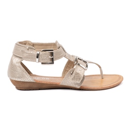 Shelvt Sandali beige leggeri con un motivo di serpente 1