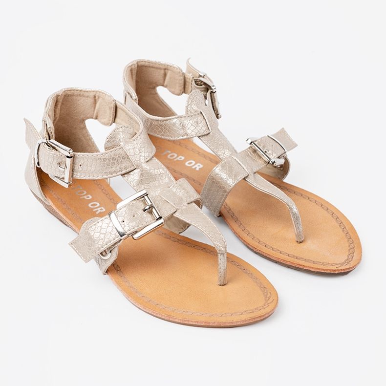 Shelvt Sandali beige leggeri con un motivo di serpente 2