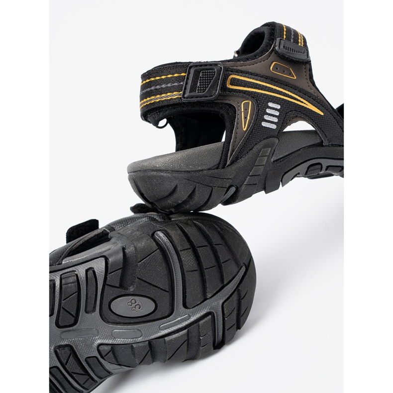 Shelvt Sandali di trekking neri con accenti gialli 1