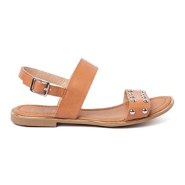 Shelvt Sandali piatti caramellati con borchie argentate 1