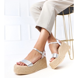 Silver espadrilles sandali sulla piattaforma Solora argento 2