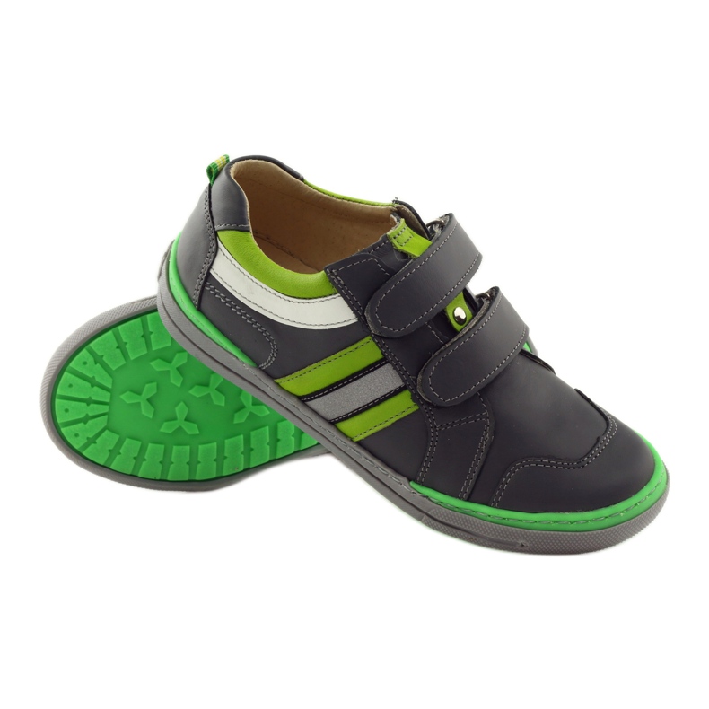 Scarpe con elemento riflettente Bartuś verde grigio 3