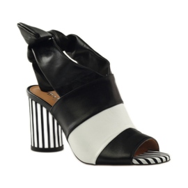 Badura 7787 sandali da donna allacciati bianca nero 1