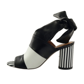 Badura 7787 sandali da donna allacciati bianco nero 2