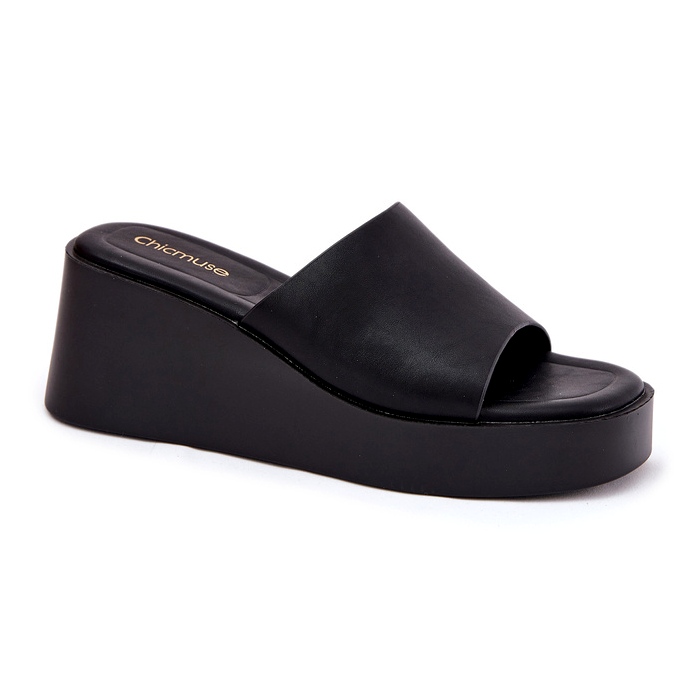Infradito da donna su cuneo ancoico nero 4